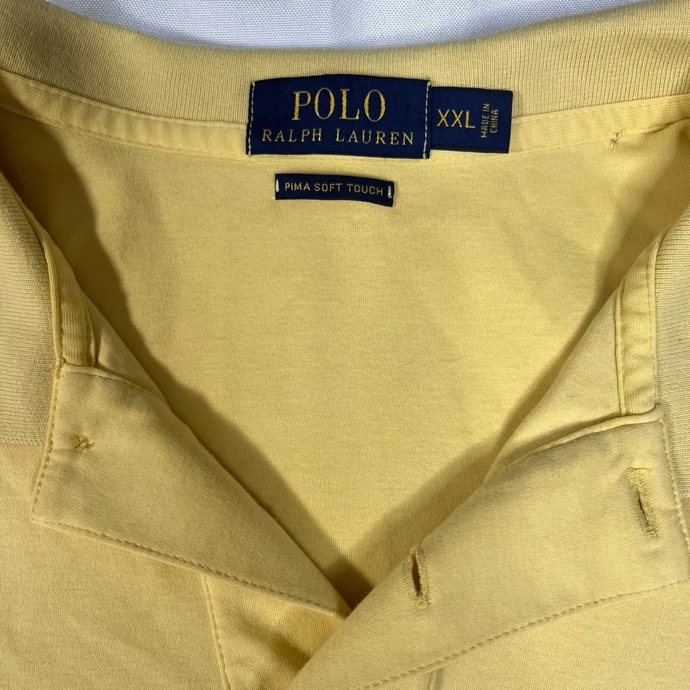 Ralph Lauren Polo Men short sleeve shirt yellow Pima Cotton Flesh Pony XXL - Picture 2 of 7